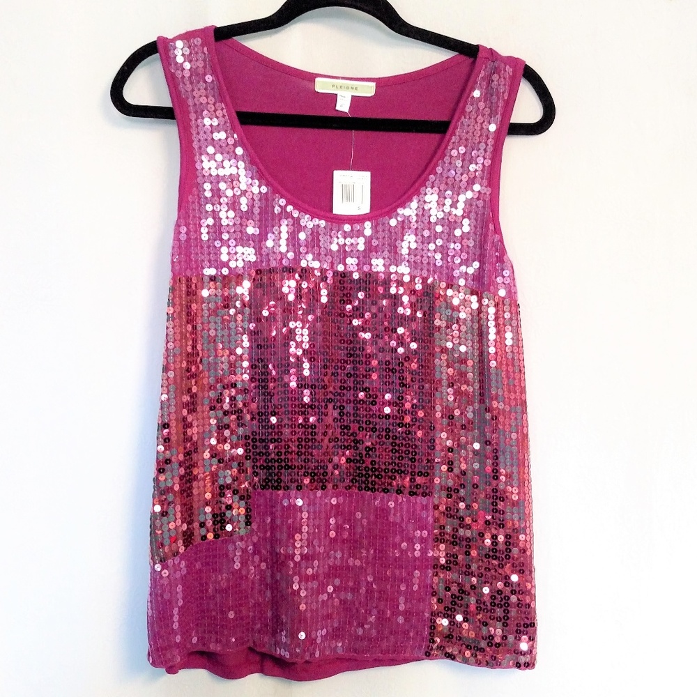 Pleione Sequin Color block Tank Top Size Small